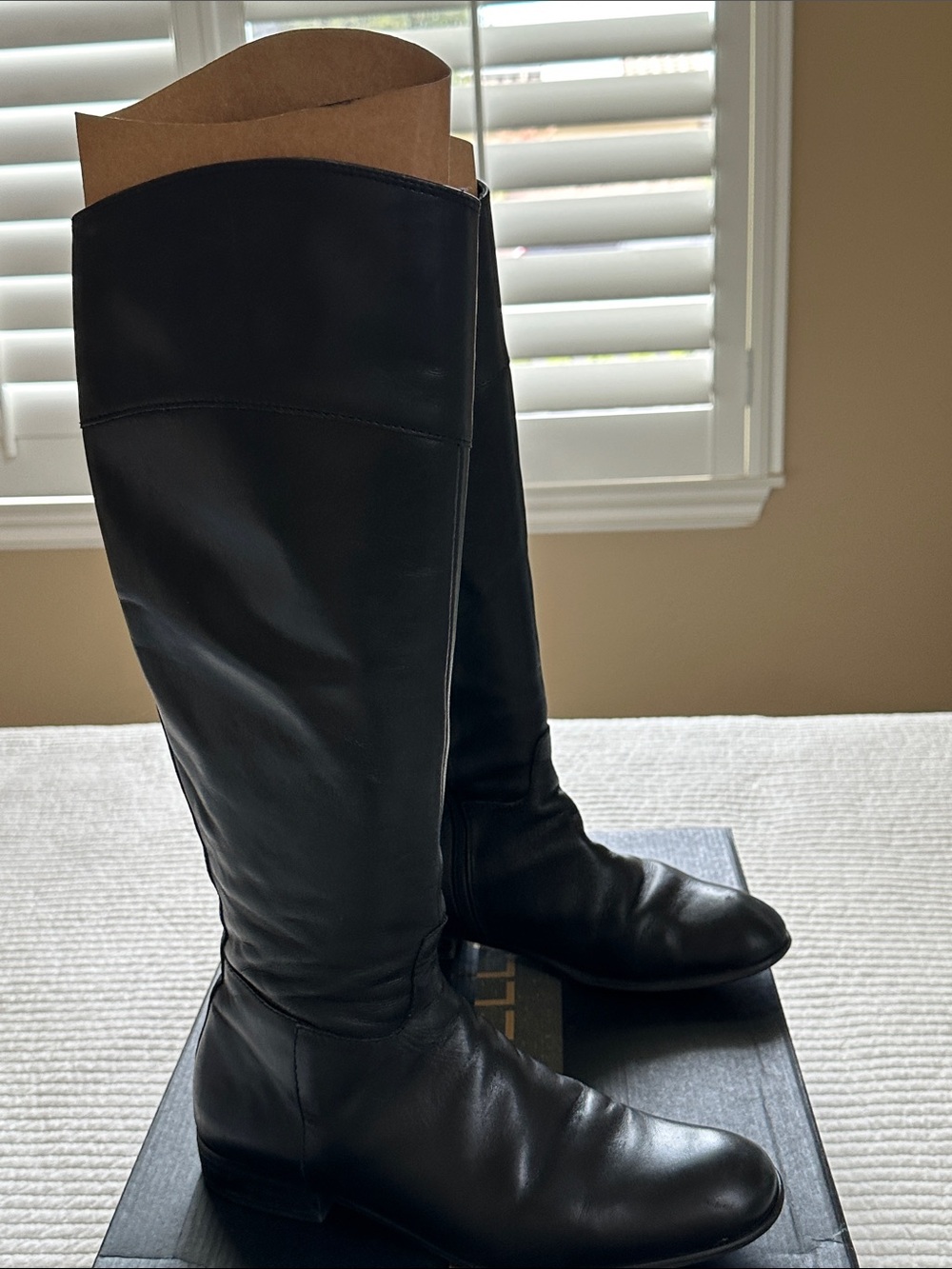 Ciao Bella Classic Black Tall Leather Riding Boots, 8M